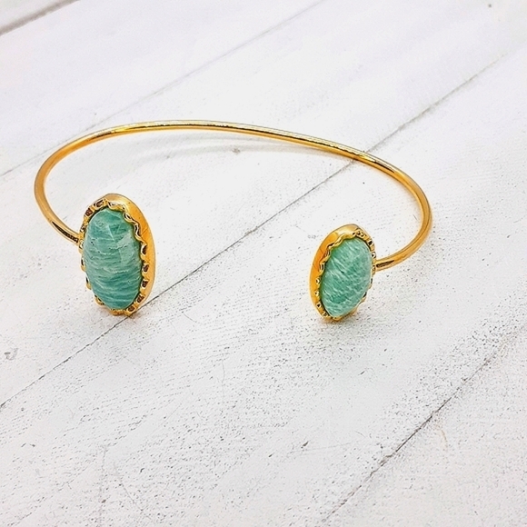 Genuine Amazonite Bezel bangle - Picture 1 of 10